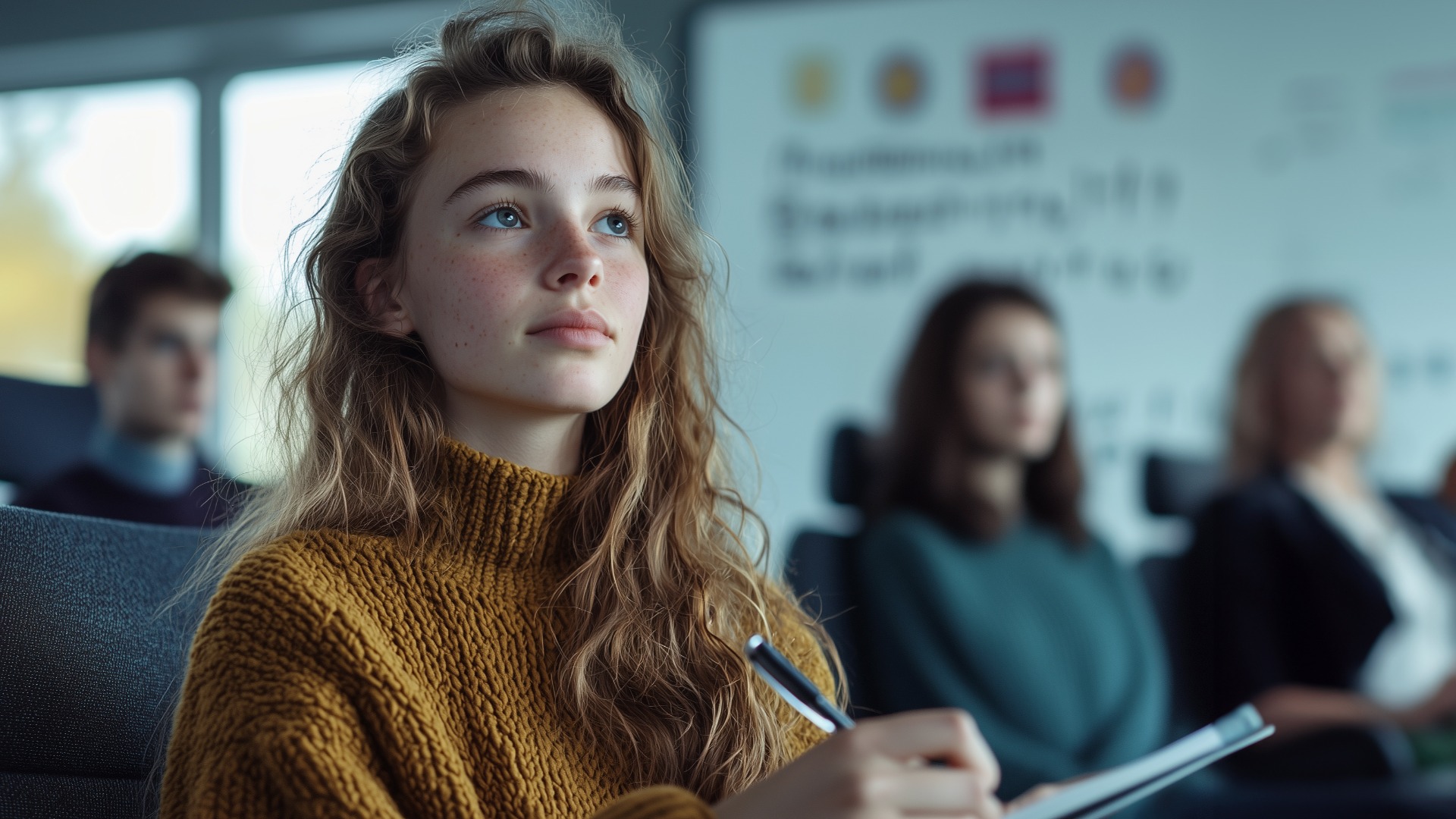 Fahrschüler sitzt während der Theoriestunde in der Fahrschule